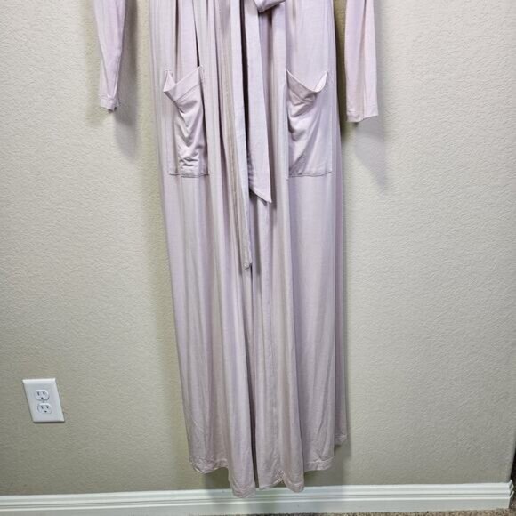 Barefoot Dreams Womens S/M Luxe Milk Jersey Robe Long Duster Dusty Rose Belted - Picture 5 of 11